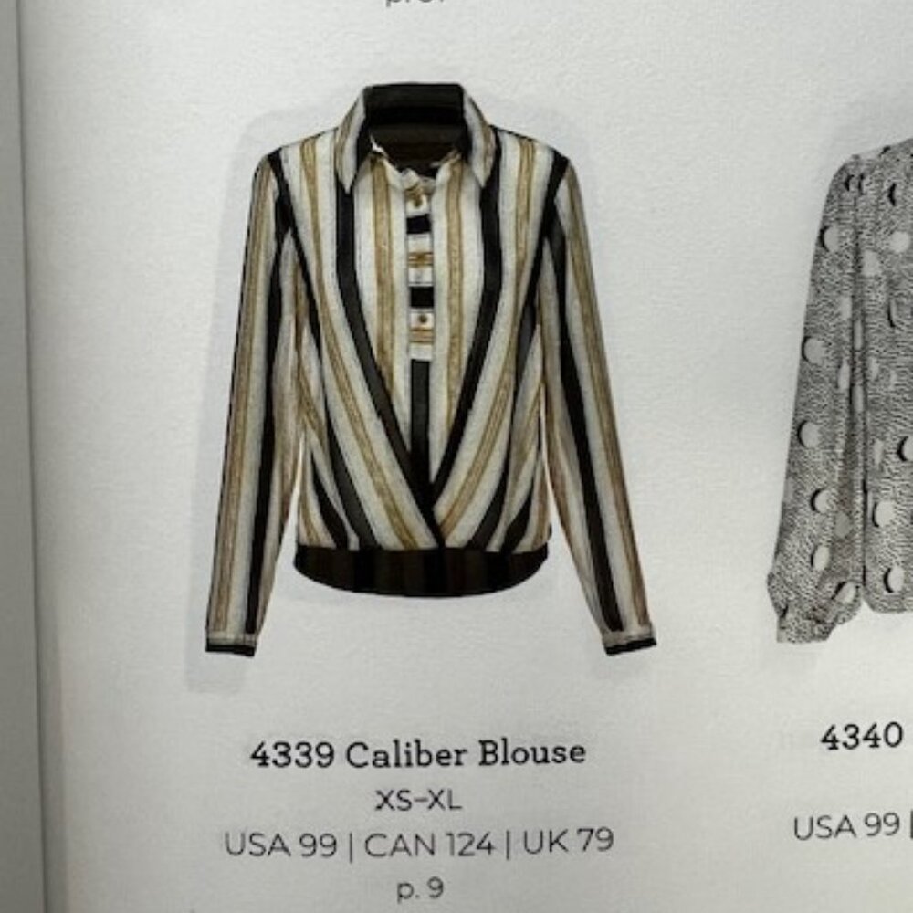 CAbi Striped Blouse - Black, White, Gold
